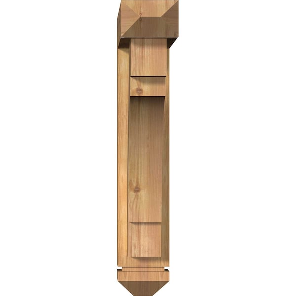 Merced Arts And Crafts Smooth Bracket W/ Offset Brace, Western Red Cedar, 5 1/2W X 22D X 30H